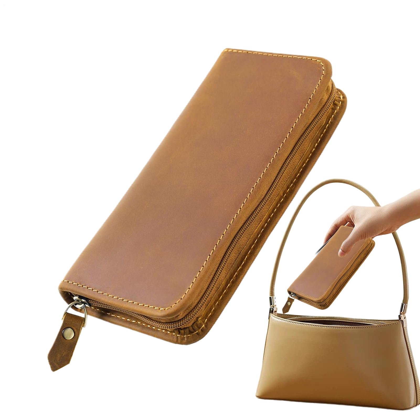 Skórzane Etui Na Długopisy Na Przybory Piśmiennicze Z 3 Przegródkami | Etui Na Długopisy I Ołówki Do Pracy, Szkoły, Nauki, Dla Artystów, Rysowania, Podróży I