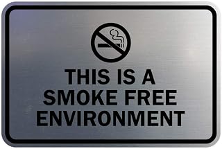 Signs ByLITA Classic Framed This Is A Smoke Free Environment Sign (Brushed Silver) - Small
