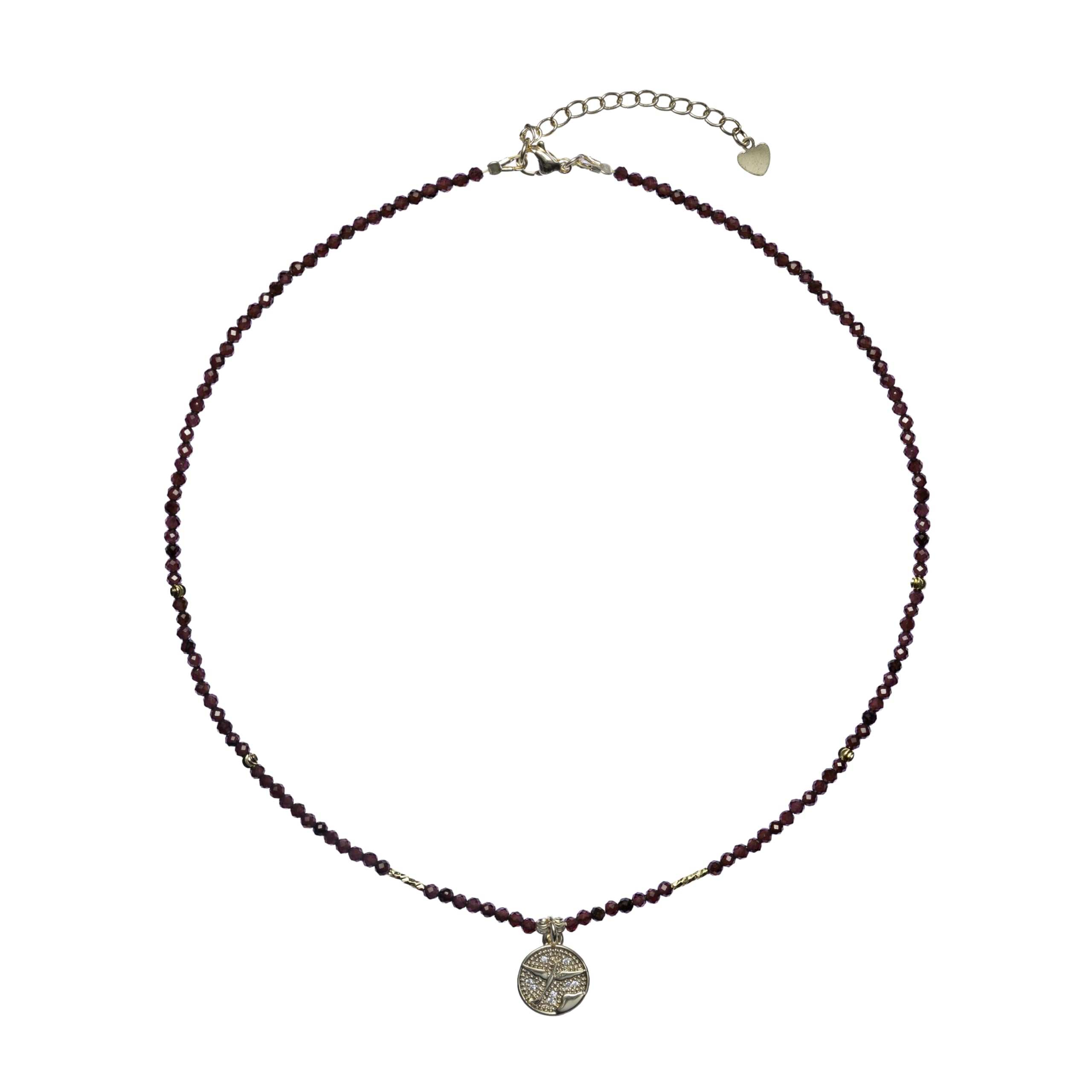 Halskette aus natürlichen Granat-Edelsteinen 3 mm 14K Gold vergoldet