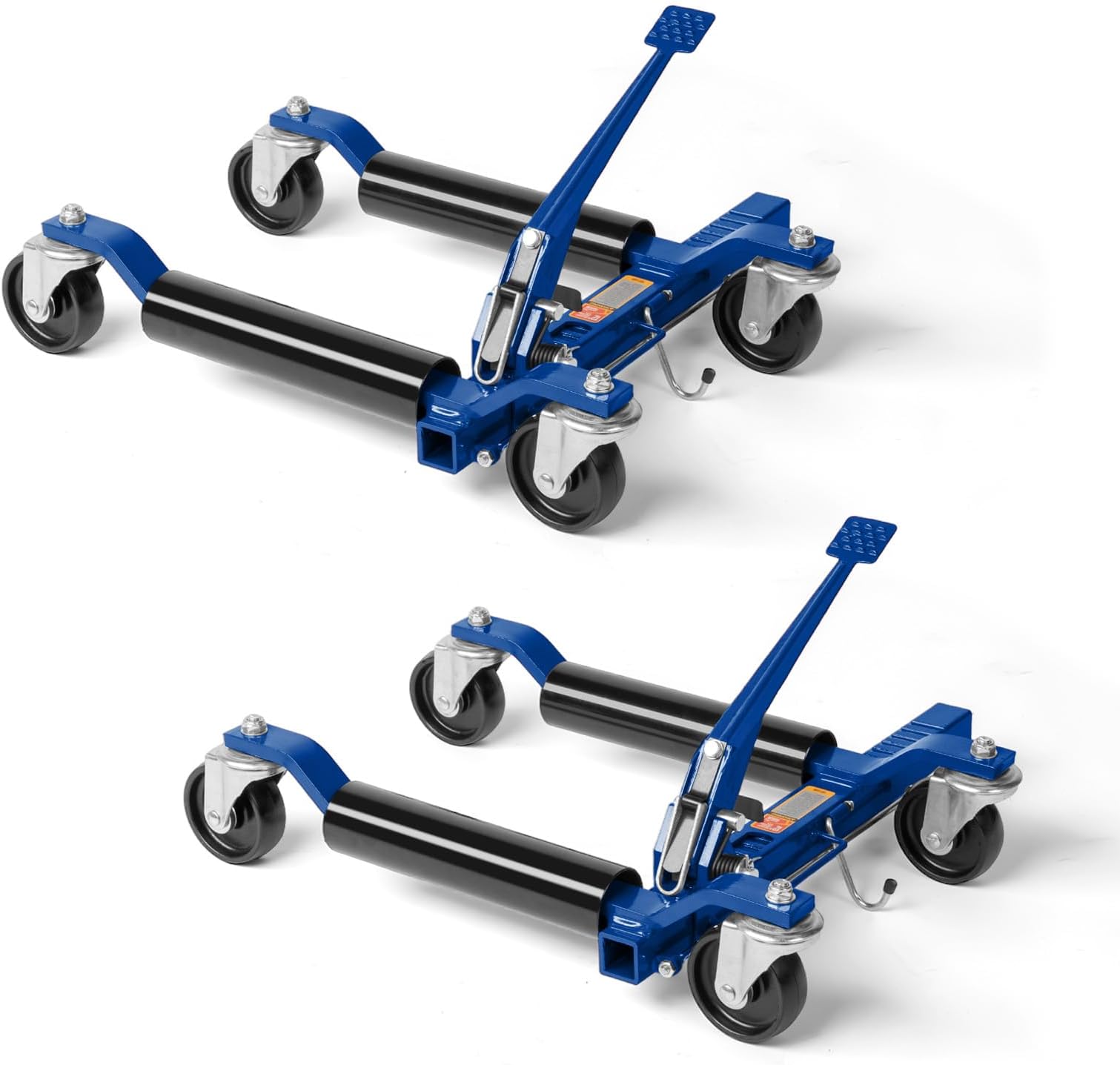 TUFFIOM Car Wheel Dolly Jack Set of 2, Mechanical 1500-lbs Car Skates, 12'' Wheel Vehicle Positioning Jack, Heavy Duty Rollers with Ratcheting Foot Pedal for Tire Auto Repair Moving, Blue