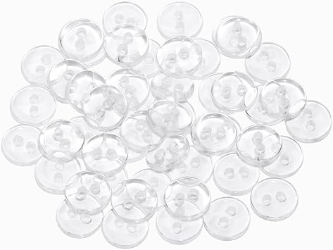 Tupalizy Clear Round Resin Buttons Small 2 Holes Sewing Backing Buttons for Shirt Coat Hat Pant Wedding Bridal Dress Scrapbooking Craft Needle Work Knitting Project, 100PCS Clear, 9mm