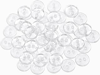Tupalizy Clear Round Resin Buttons Small 2 Holes Sewing Backing Buttons for Shirt Coat Hat Pant Wedding Bridal Dress Scrapbooking Craft Needle Work Knitting Project, 100PCS (Clear, 9mm)