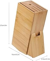 Vista 2 de Estante de cuchillos de bambú Agujeros multifuncionales Estante de almacenamiento para cuchillos Herramienta Soporte para cuchillos de cocina Bloque