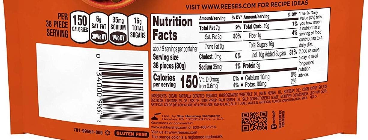 Reese's Pieces Chocolate Peanut Butter Candy, 9.9 oz (Pack of 2)