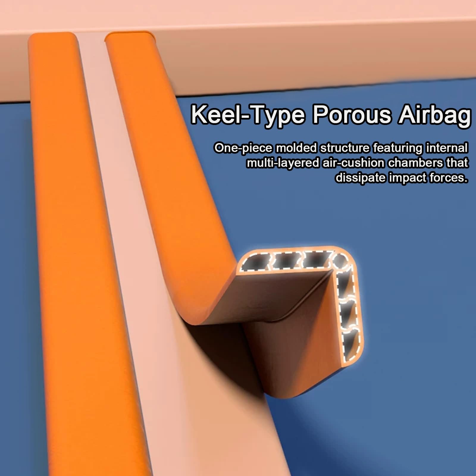 Paraspigoli Angolari, Paraspigoli Muro, Tipo "airbag", in Gomma PVC Morbida, Autoadesivo, Anti-collisione ad Alta Elasticità(Orange,3.5x1000cm/1.4x393in)