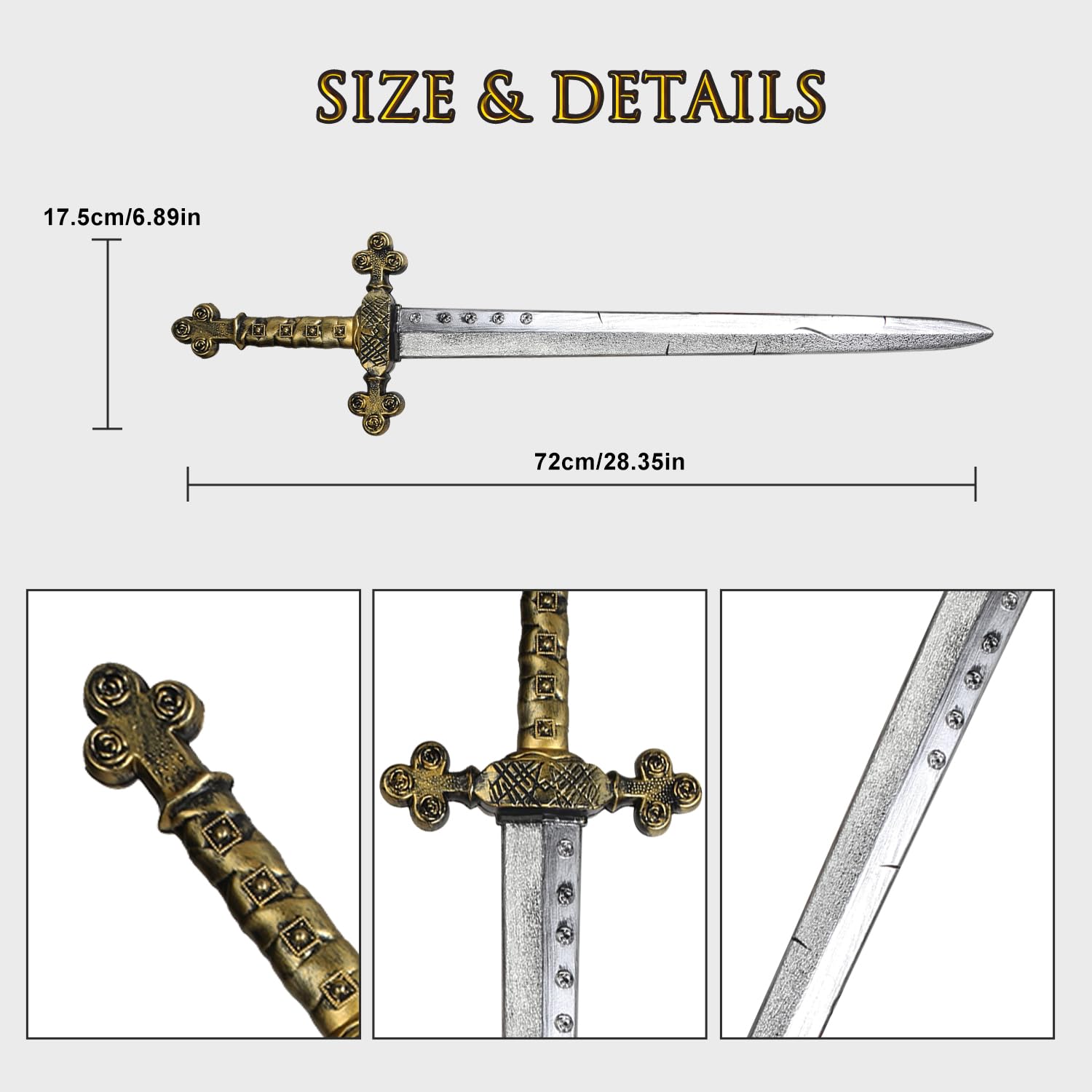 Medievaler Ritter Schwert Set – 2er Set Kunststoff Schwert für Cosplay, Halloween, LARP & Mittelalter Kostüm – Kindersicher & Realistisch
