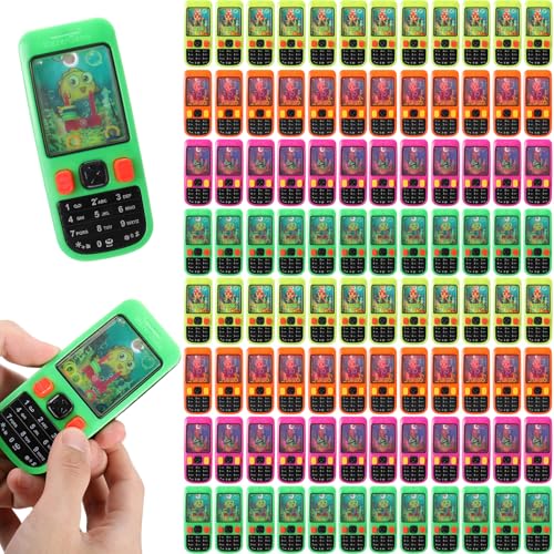 Halloscume 96 Pcs Handheld Water Ring Toss Game Cellphone Shaped for Kids