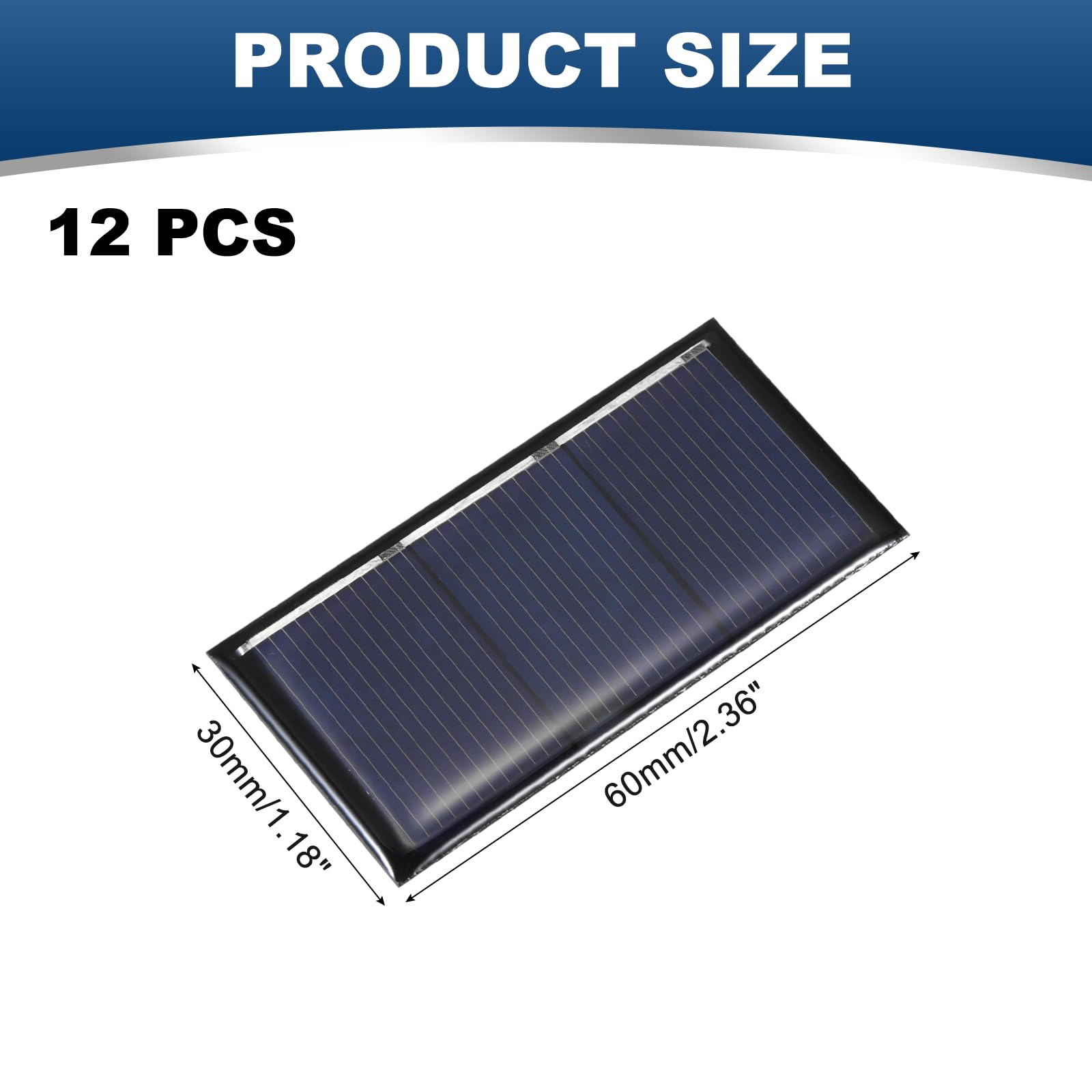 QUARKZMAN 12PCS 1.5V 0.24W 0.16A Mini Paneles Solares para Energía Solar, Pequeñas Celdas Fotovoltaicas para Cargar Materiales DIY de Juguetes Eléctricos, Kits Sistema Solar, 2.36" x 1.18"