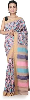 PinkLoom Women's Cotton Silk Jamdani Saree With Blouse Piece, Beige, Ghca26 Price In India