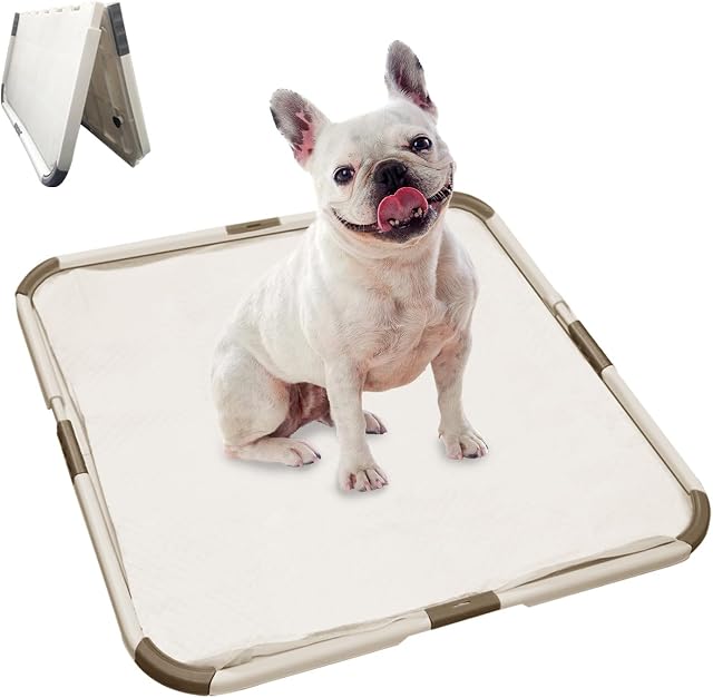 PAWISE Foldable Dog Toliet Tray, Pet Pee Pad Holder, Protection Against Pad Leakage Portable Puppy Training Pad Tray,Indoor Dog Potty Tray Pet Toilet for Dogs/Cats,53cmx53cm