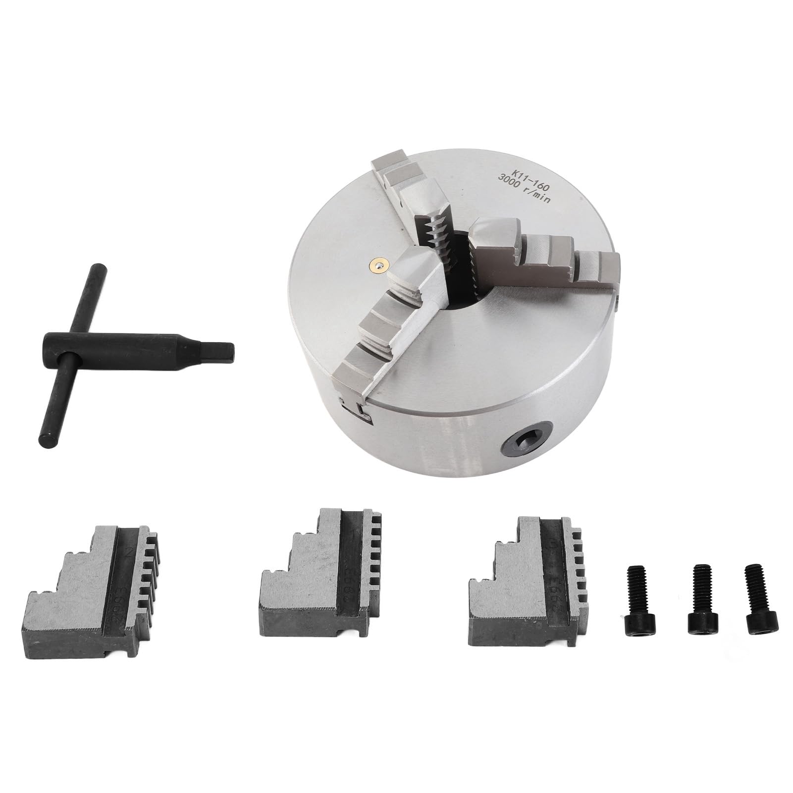 Akozon K11-125 Mandrino Autocentrante a 3 Ganasce con Chiave, per Tornio