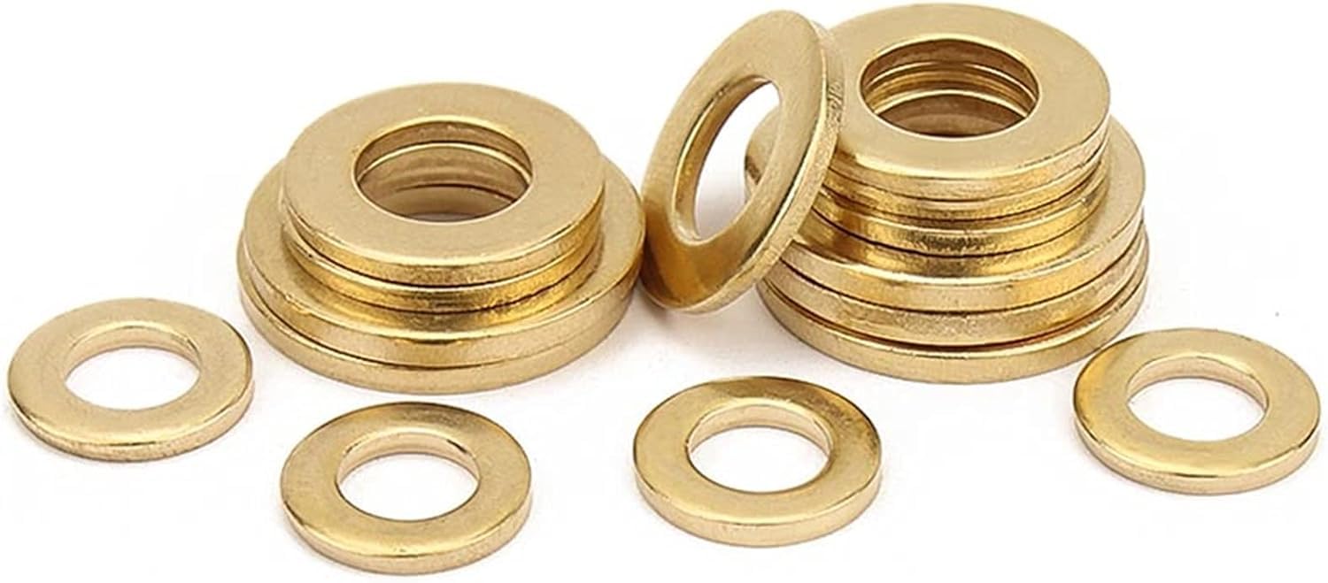 Flache Unterlegscheiben, Metallscheiben, massives Messing, Kupfer, flache Unterlegscheibe, M2, M2,5, M3, M4, M5, M6, M8, M12, einfaches Dichtungspad, verdickte Messingscheibe, 50 Stück(M12x24x1.5mm)