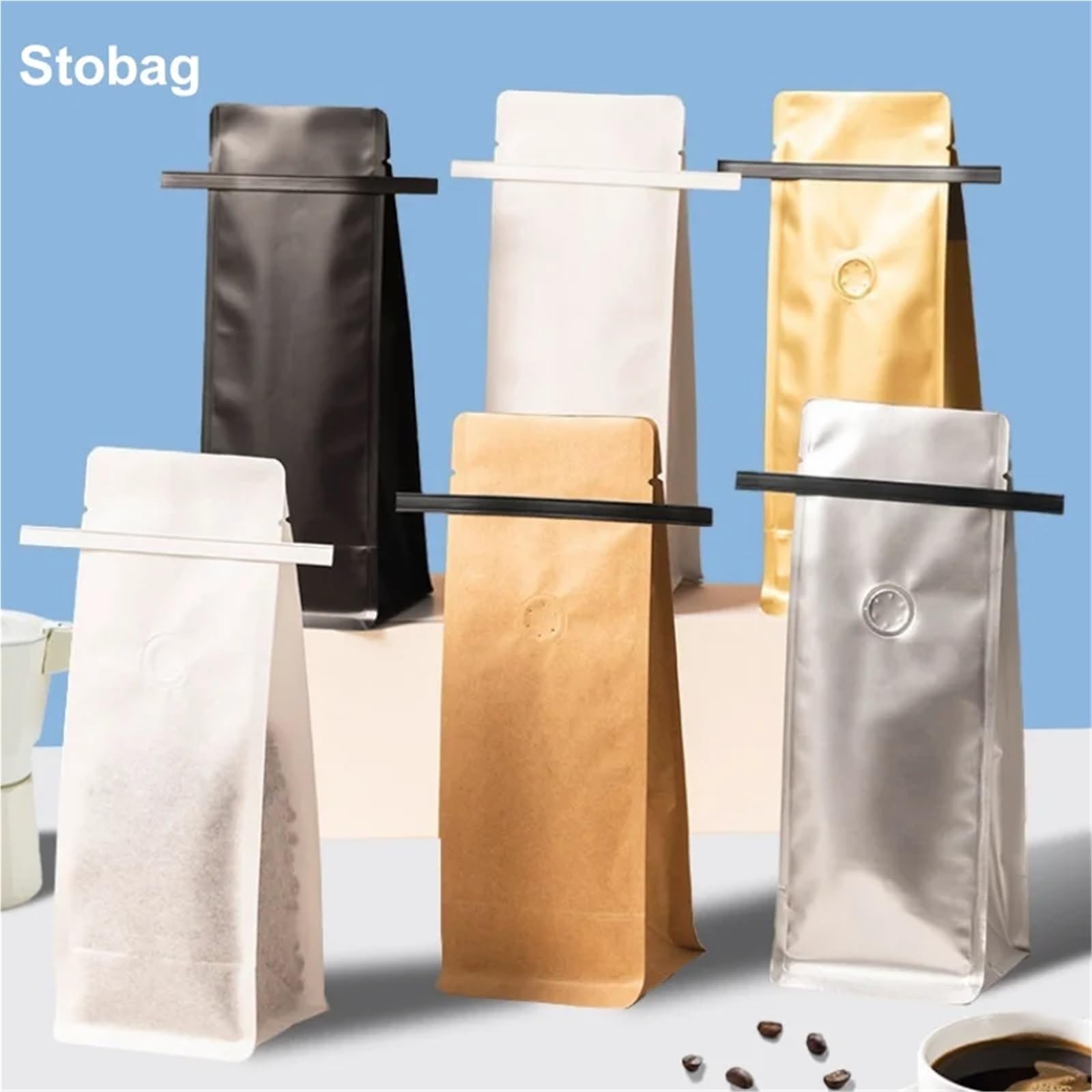 Torebki na kawę z zaworem 20 szt. Opakowania na ziarna Folia aluminiowa Zgrzewanie na żywność w proszku Herbata Orzechy Woreczki do przechowywania