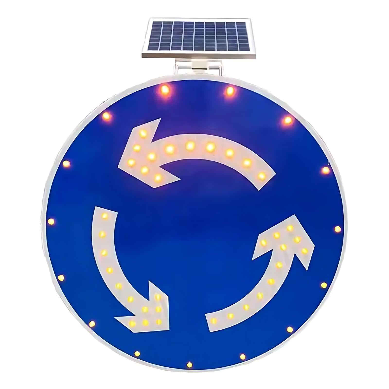 Señal LED Solar Rotonda, Dispositivo Prevenir Accidentes Noche | Solución Anti Accidentes Noche Sensor Crepuscular y Autonomía 5 Días Sin Sol para Condominio en 24" y 32"(32IN)