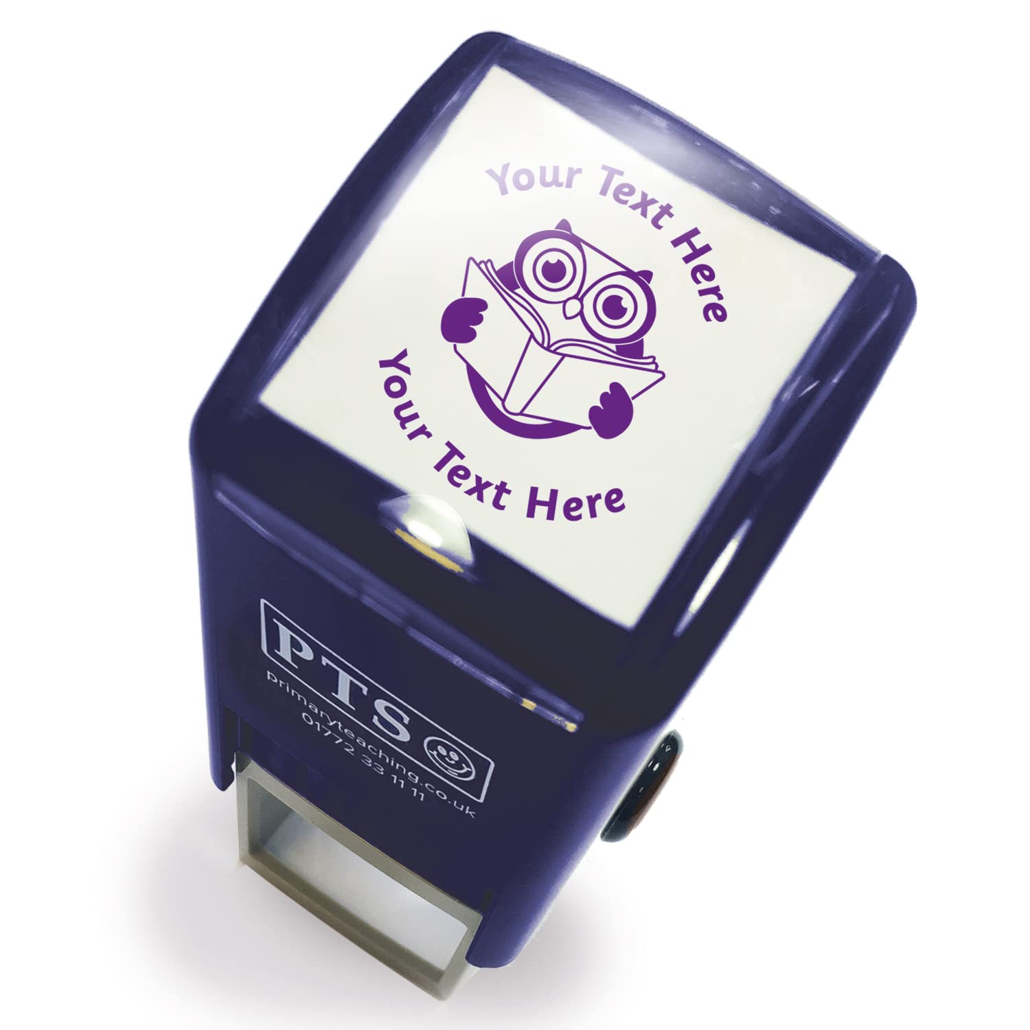 Personalised Reading Owl Literacy Library School Teachers Reward Feedback Marking Stamper Stamp 25mm Primary Teaching Services (Purple)