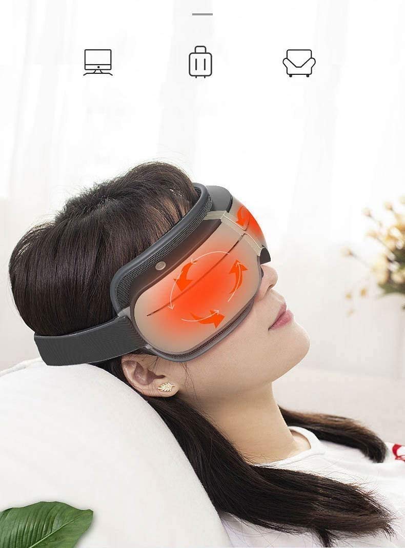 Massager de ojos con calor, vibración, presión de aire Bluetooth inalámbrico Música recargable 4 Modos de trabajo Masajeador de terapia de ojos para aliviar Fatiga ocular Dark Circles Ojos secos