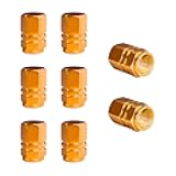 8 PCS Car Tire Valve Caps, Anti-Corrosion Aluminum Alloy Valve Stem Dust Caps with Rubber Seal, Leak-Proof Tire Valve Cover for SUV Truck Motorcycle Bike, Car Accessories (Yellow)