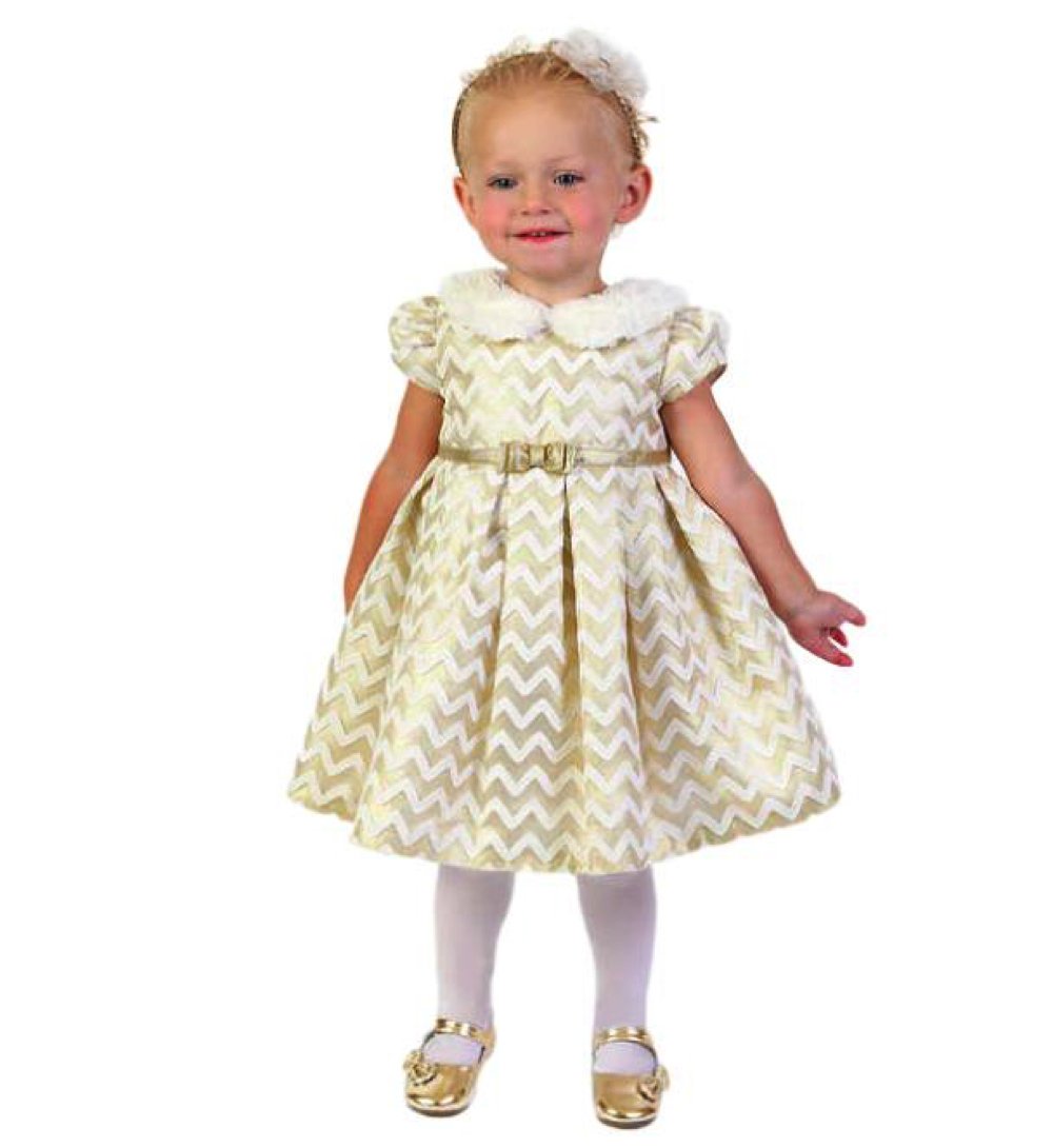 Jona Michelle Toddler Girls Ivory And Gold Zig Zag Holiday | Desertcart Fiji