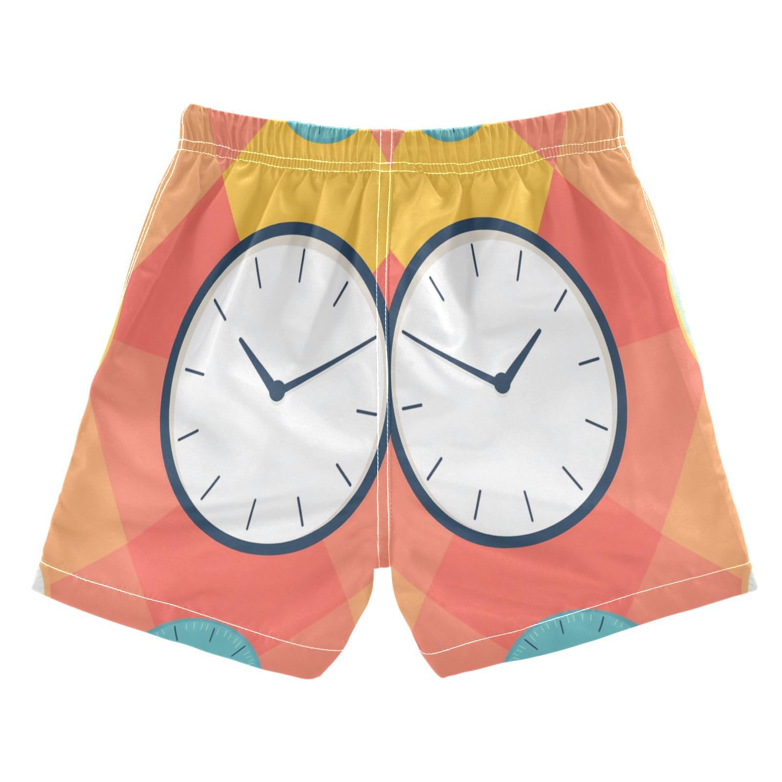 Jucciaco Boys Beach Board Shorts Clock Time Art Pattern Quick Dry Swim Trunk Swimwear for Kids Multicolor