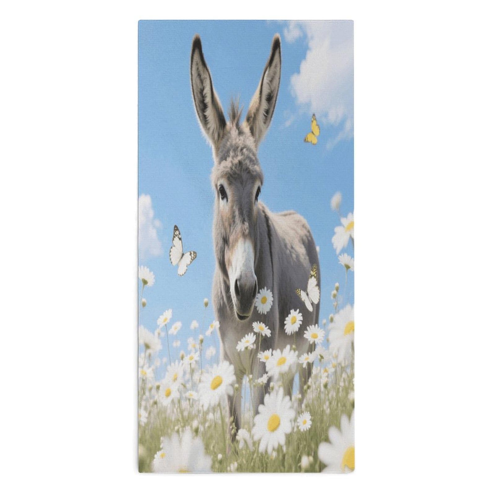 YUXBVKRS Donkey & Butterflies Hand Towels for Bathroom 14x29 Inch