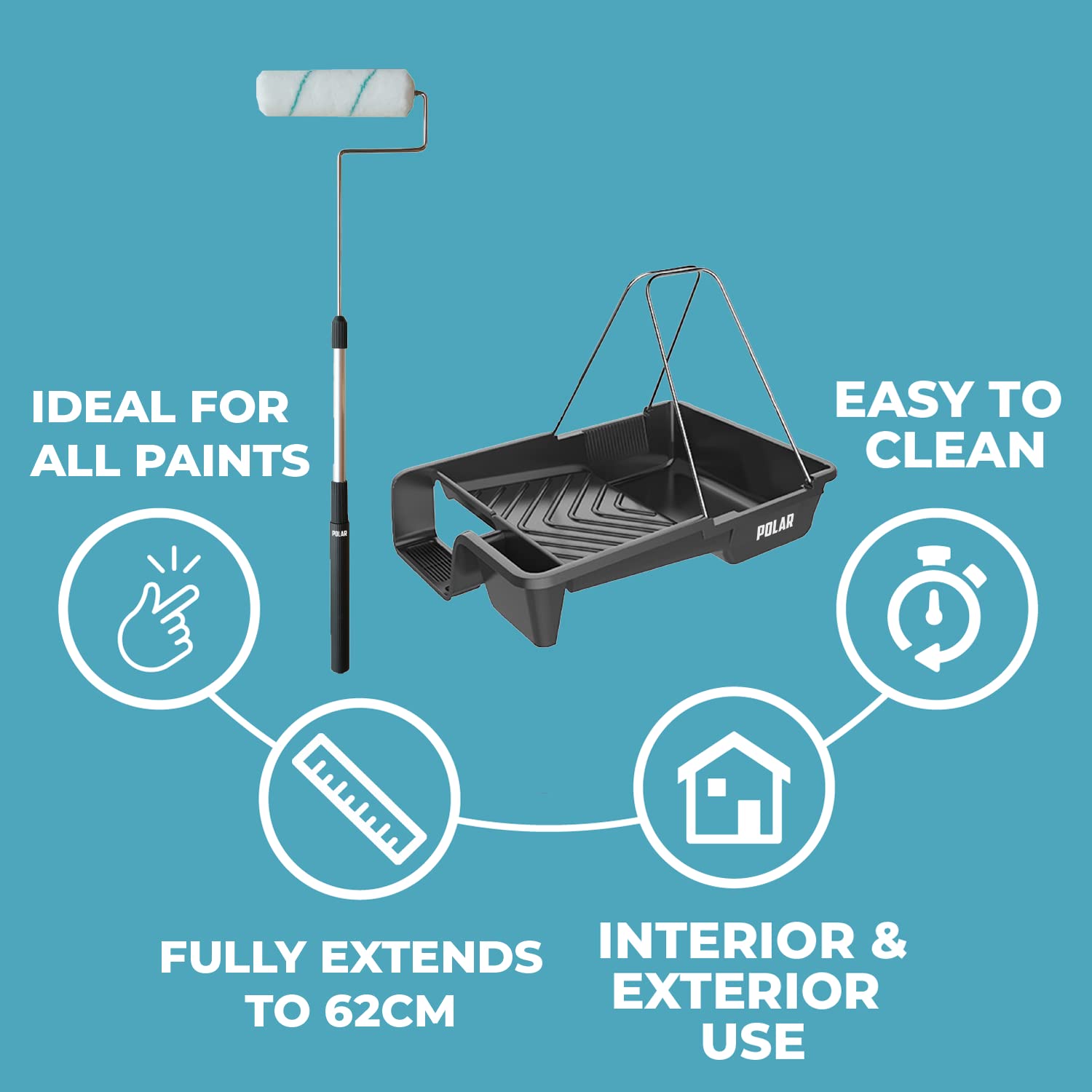 Buy Polar Premium 3PCS Paint Roller Set Extendable 62cm Long Roller