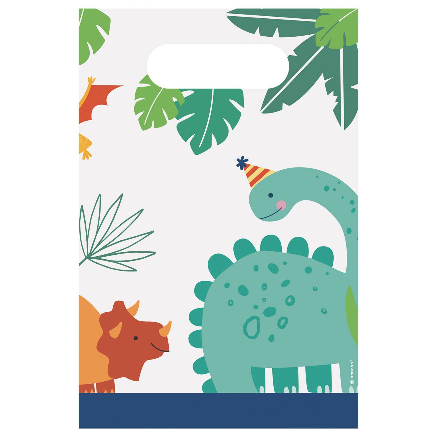 Amscan 9912588 - Dino-Mite Dinosaur Kids Birthday Party Paper Loot Bags - 8 Pack
