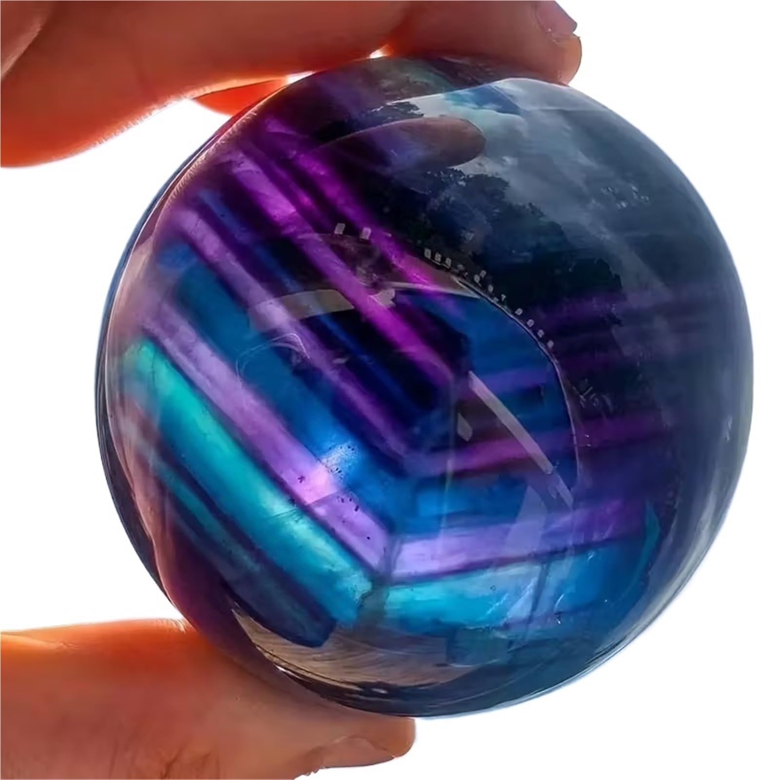 Crystal Sphere Colorful Fluorite Sphere Home Office Decor Ornament