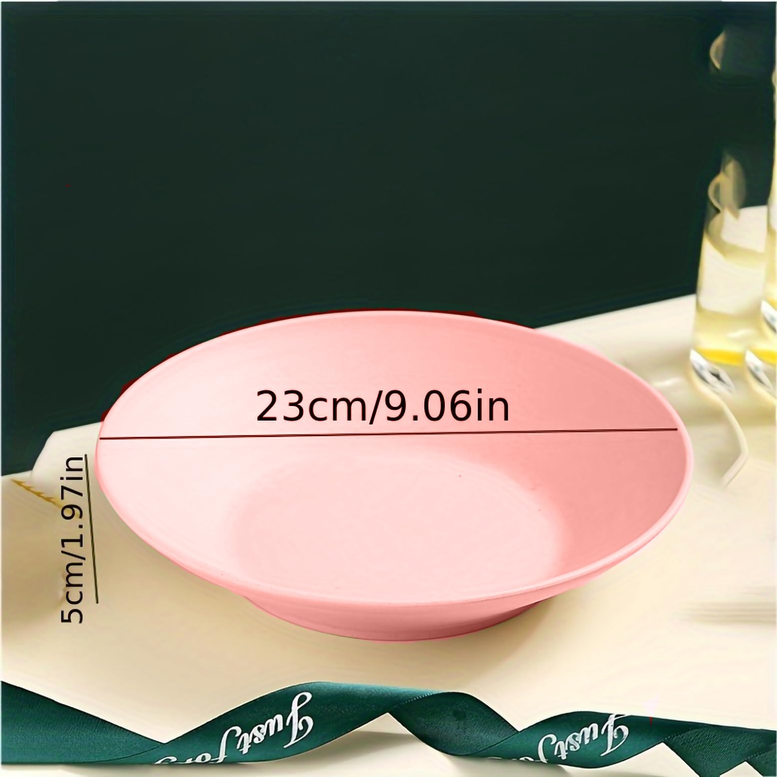 Oicia Unbreakable Deep Dinner Plates Set Wheat Straw Plate Dishwasher & Microwave Safe Reusable, Lightweight Plates for Kitchen Soup Bowl, Soup Plate with Rim Pasta Bowl (23cm, Pack of 1, Pink) 1