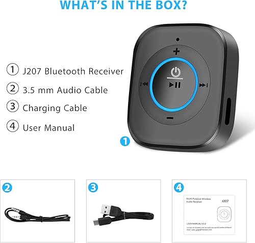 Miniatura 8 de iDIGMALL Receptor Bluetooth 5.4 para altavoz, adaptador de música de alta fidelidad inalámbrico con micrófono integrado para llamadas manos libres