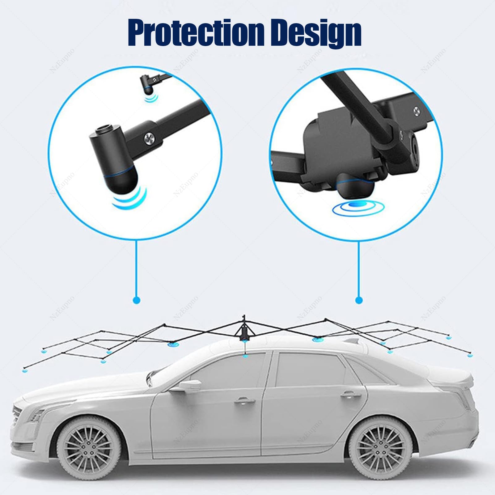 Ombrellone Per Auto Completamente Automatico, Copertura Retrattile, Riparo Dal Sole E Dalle Intemperie, Tettoia Elettrica Pieghevole Per Auto Per Esterni, Protezione Da Neve/Gelo/Grandine Grey-5.2m