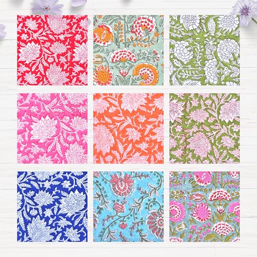 Hand Block Print Cloth Napkins Dining Table Napkin Set of 10 – 16x16 Inch for Farmhouse Decor Thanksgiving, Christmas, Easter, Party, Wedding, Printed Washable Reusable Cotton Dinner Napkins