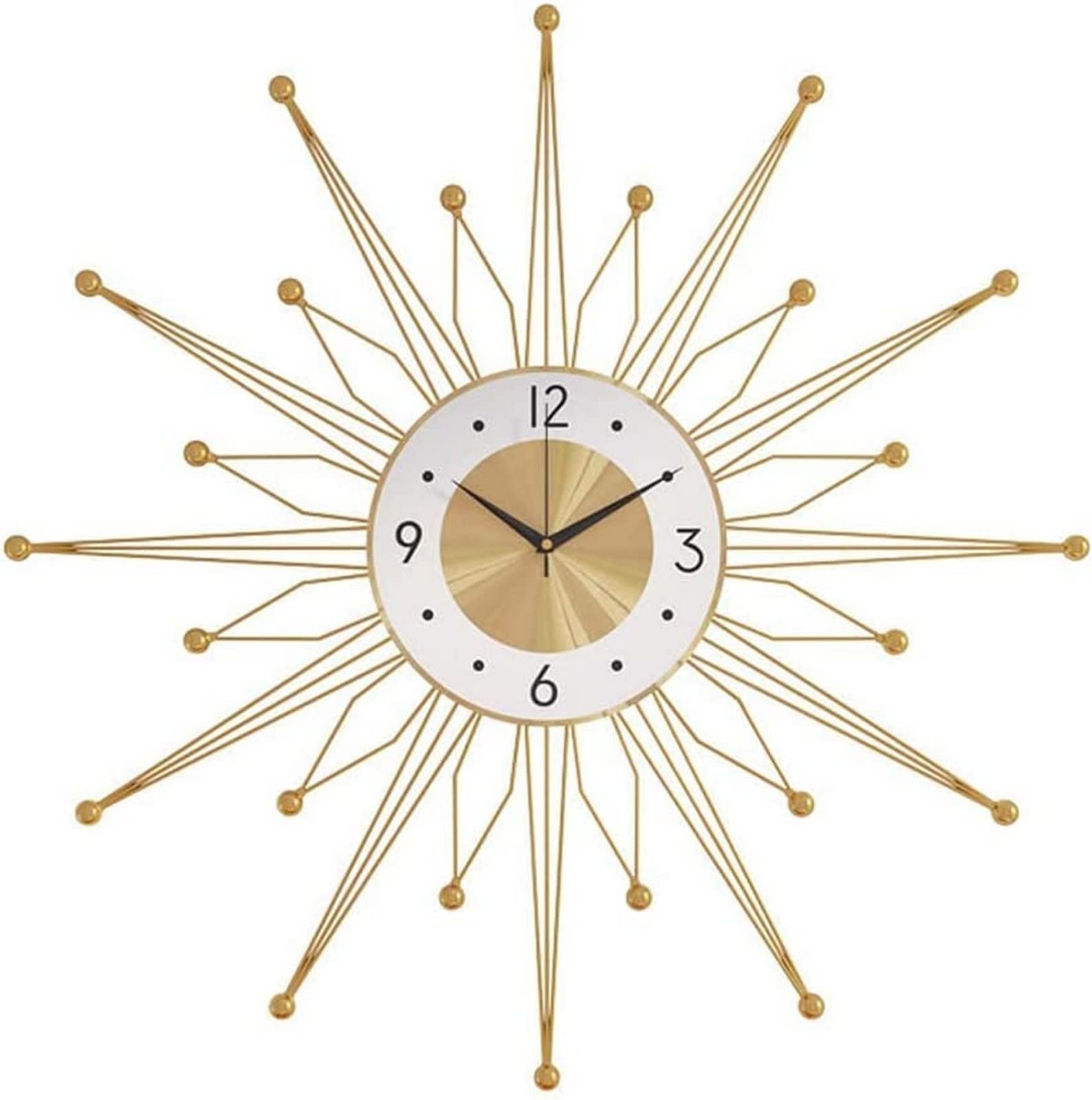 SaryEdge Wall Clock Art Large Wall Clock for Living Room Decor - Modern Large Gold Wall Clocks Operated, Silent Non Ticking Big Metal Art Wall Clock for Bedroom Wall Decor-G,Gold-6,Gold-60cm