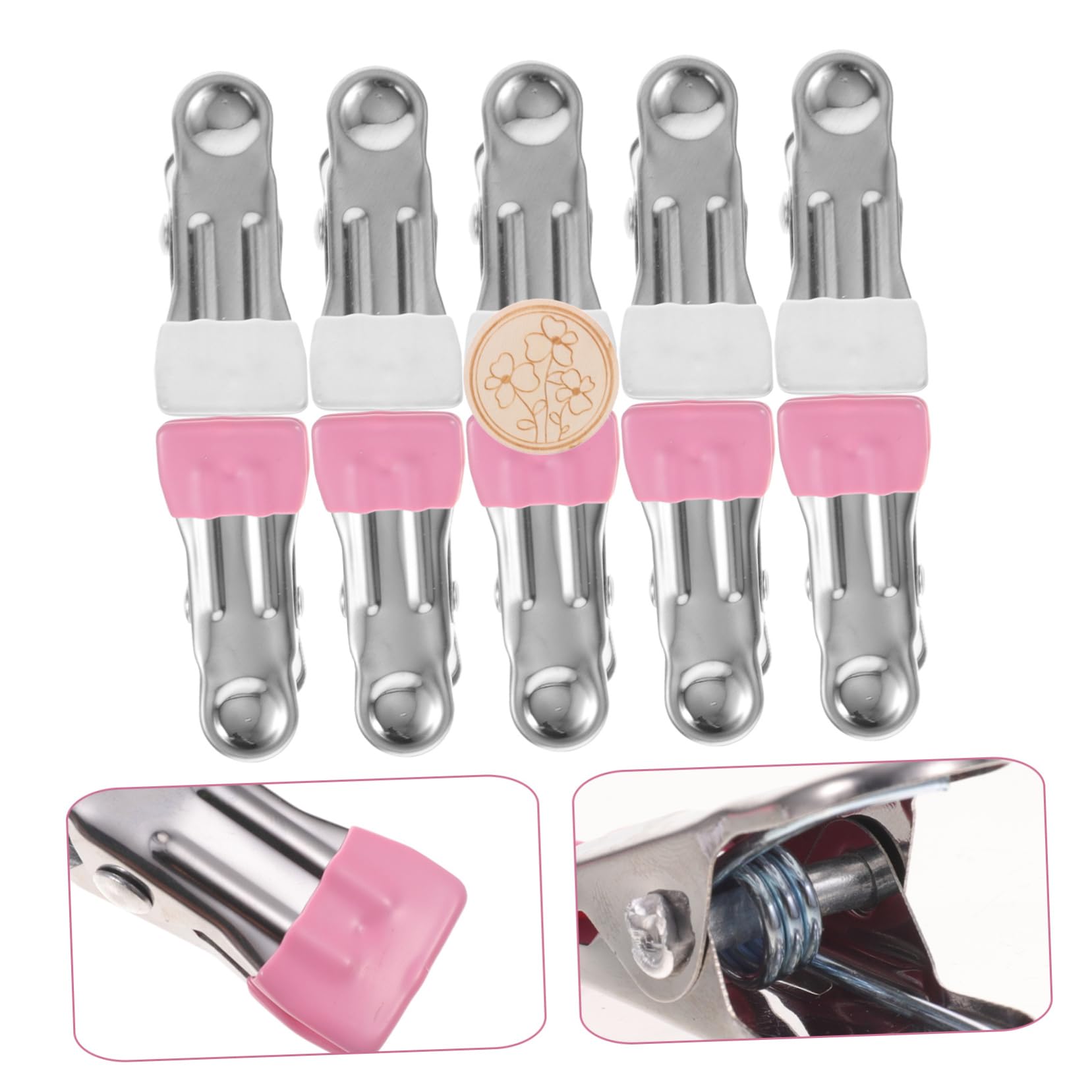 EXCEART 4 Set Fermagli Per Cucire Molletta Per Il Bucato Fermagli Per Calze in Metallo Costura Morsetti Per Sacchetti Di Trucioli Mollette Kit Da Cucito Acciaio Inossidabile Di Legno