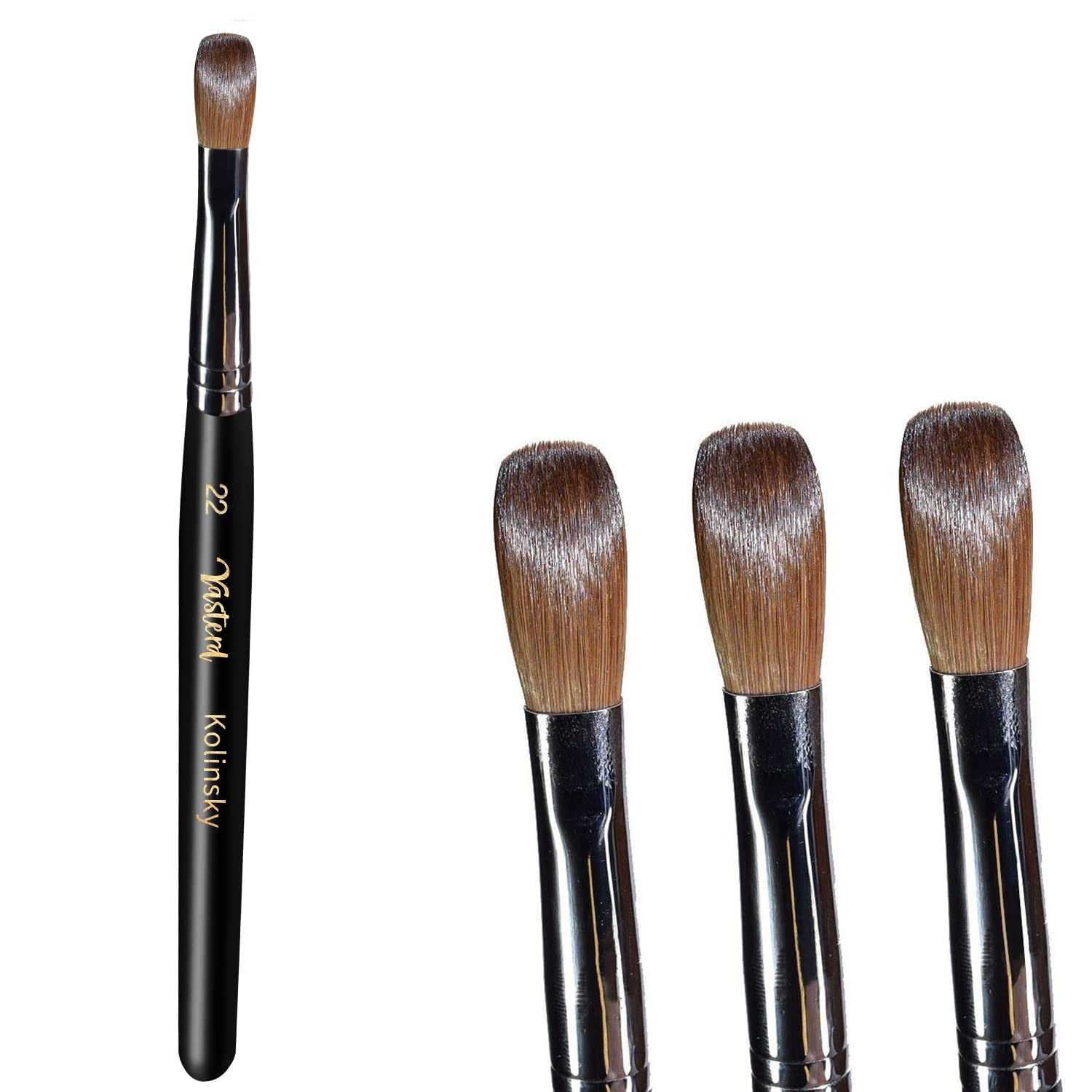 Yasterd Acrylic Nail Brush 100% Kolinsky Acrylic Brushes for Nails Size 22 Oval Crimped Shaped Nail Brushes for Acrylic Application Black Wood Handle