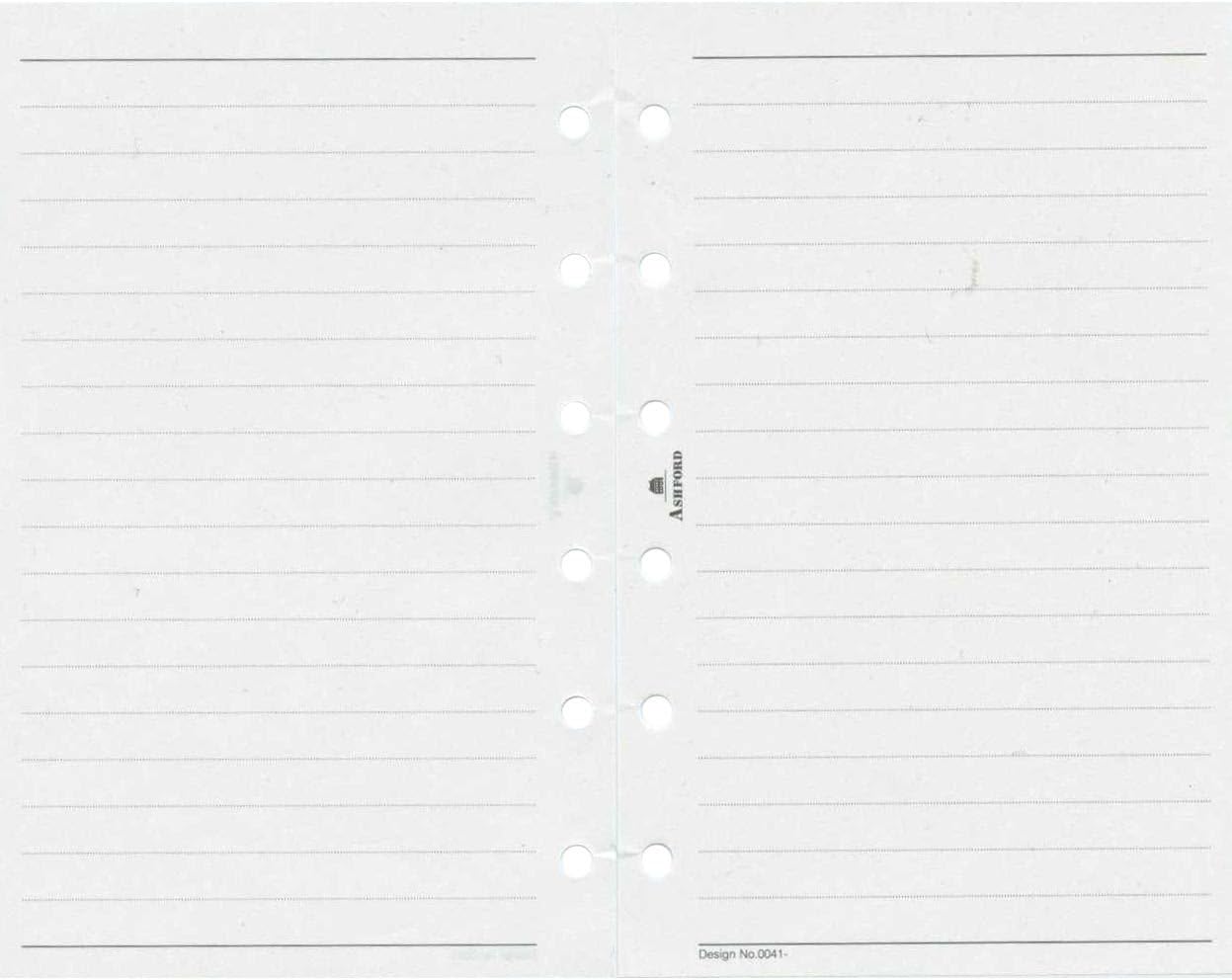 Ashford Mini size 6-hole personal organizer refill, memo loose leaf paper, white, 100 sheets 0041-101