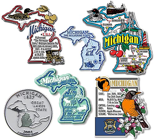 Set de 6 imanes de Michigan estilo vintage