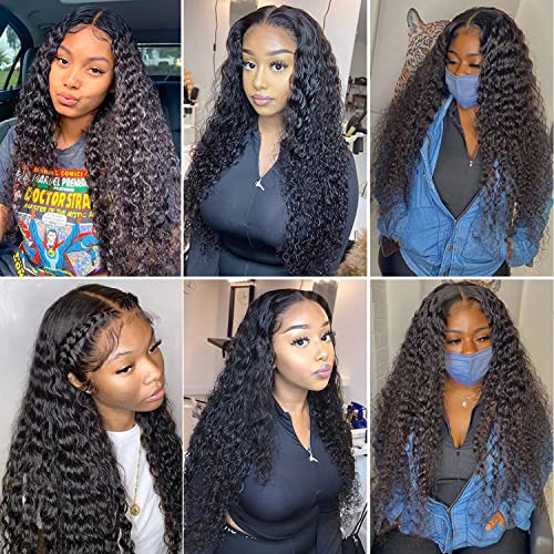 Deep Curly Bundles Human Hair Brazilian Bundles 100% Unprocessed Brazilian Virgin Human Hair Curly Hair Bundles Deep Wave Bundles Human Hair Extensions Weaves Bundles 24 Inch Natural Color #TOP5