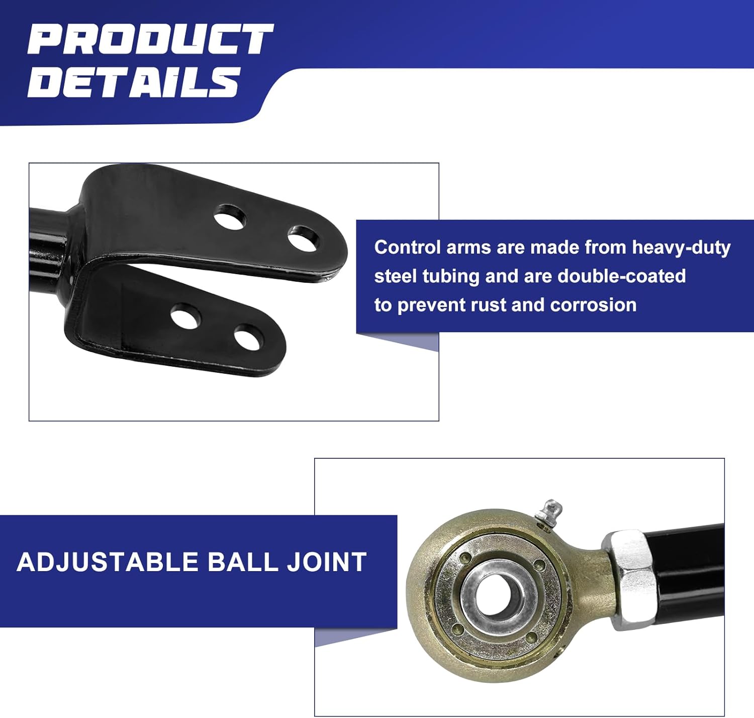 Front Adjustable Lower Upper Control Arms w/Ball Joint Replacement for 2007-2018 Jeep Wrangler JK 4WD Unlimited JK 4WD/2WD