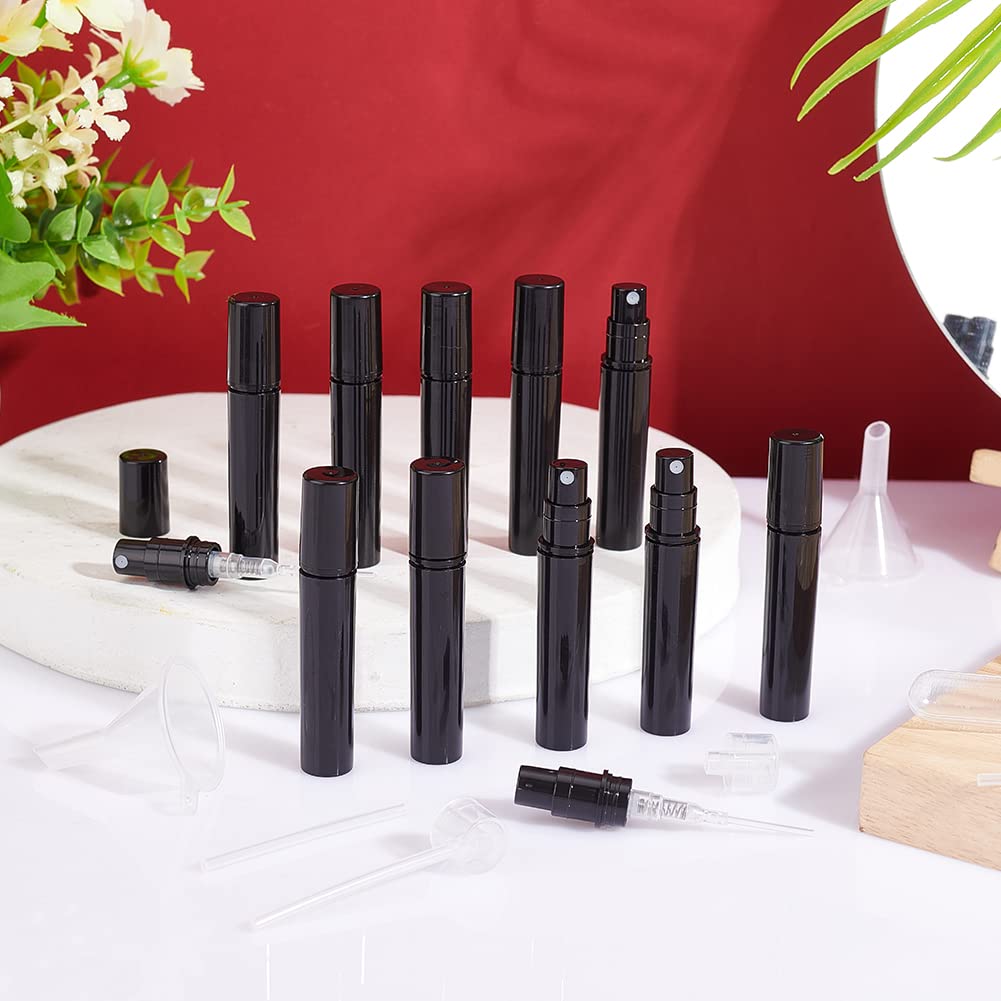 BENECREAT 80 Stück 3ml Mattem Kunststoff Sprühflasche Mit Feinem Nebel, Schwarze Mini Sprühflaschen Mit 6pcs 2ml Pipetten, 2pcs Trichter Und 2pcs Plastikpumpe Für Reiseparfüm