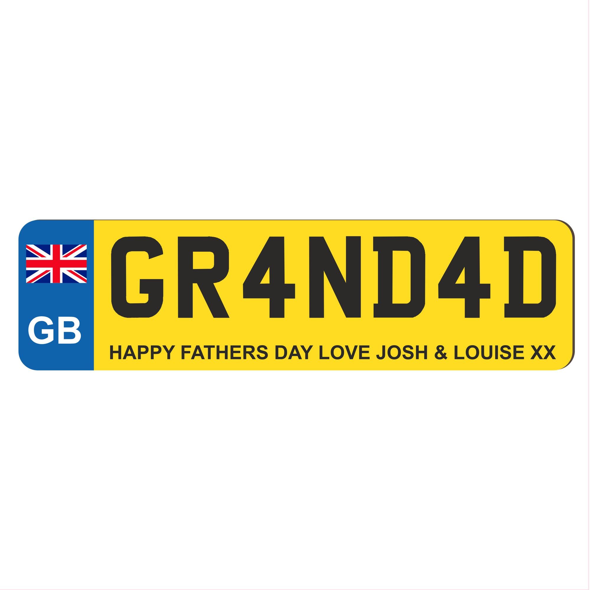 Custom License Plate Plaque - Personalised Number Plate in Wood or Acrylic - Ideal for Kids' Cars, Lorry Drivers, New Car, Just Passed (GB Design, Mdf Wood Medium 25cm)