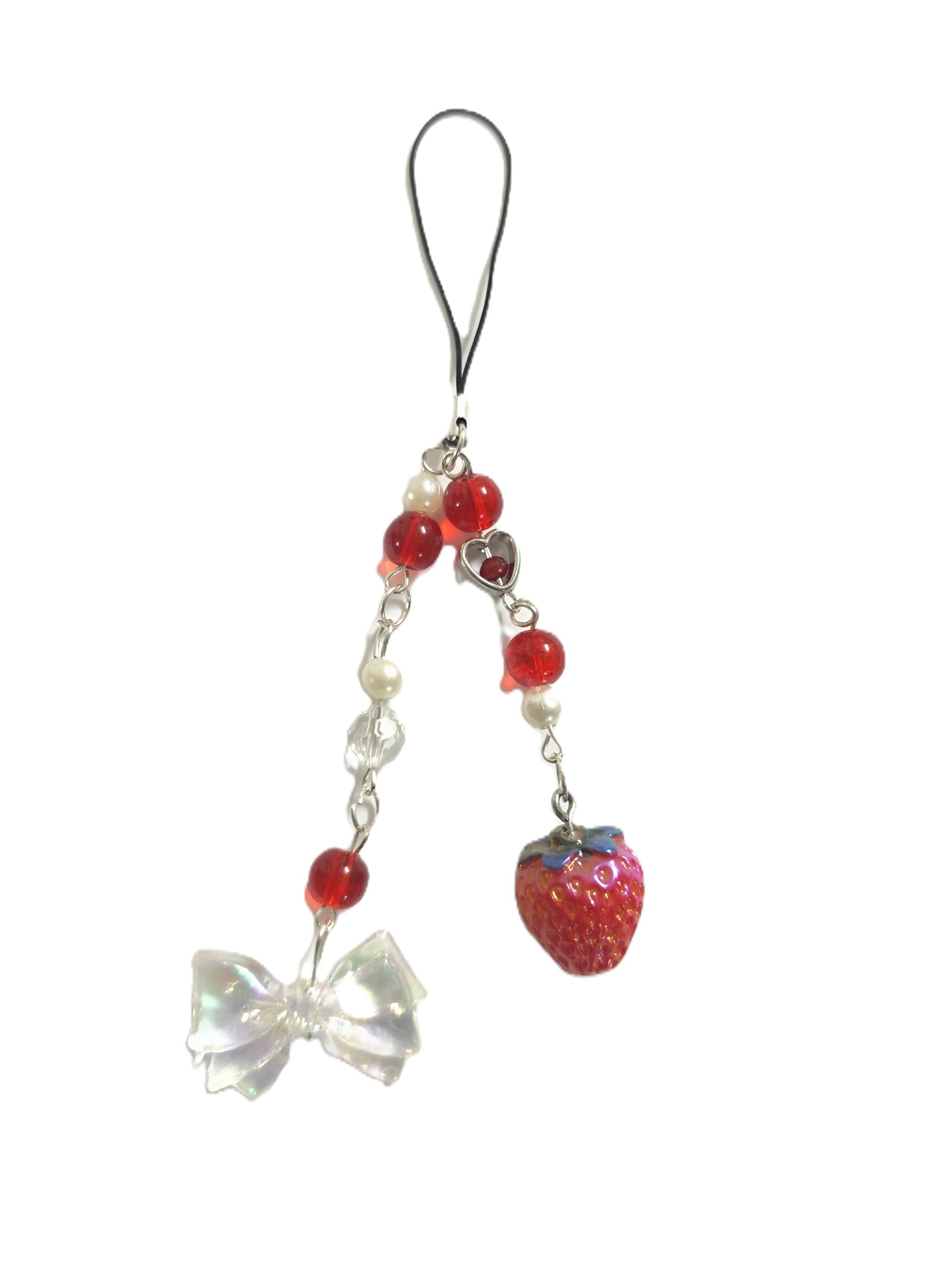 Cute Little Things Handmade Beaded Phone Charm - Kawaii Strawberry Phone Charm-image-2