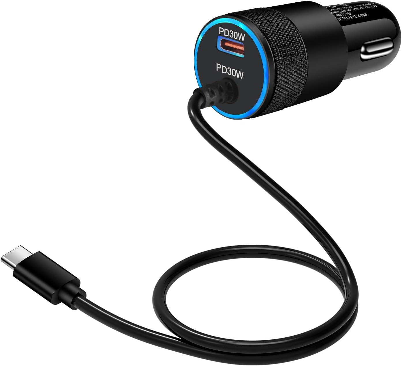 Amazon.co.jp: Vedfoad 60W シガーソケット PD 2ポート【一体式Type-Cケーブル付き*1】シガーソケット usb ...