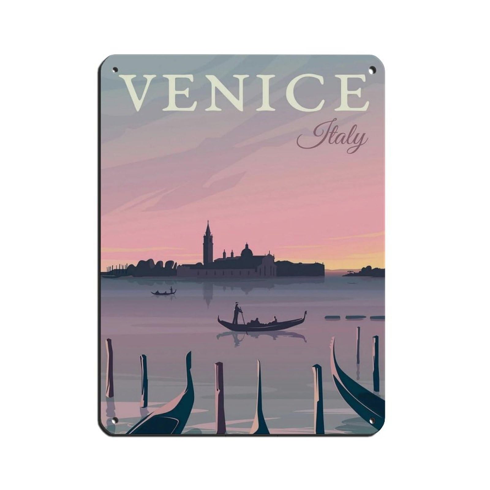 Venice Travel Poster, Italy Poster Retro Poster Metal Tin Sign Chic Art Retro Iron Painting Bar People Cave Cafe Family Garage Poster Wall Decoration 12x16inch(30x40cm)