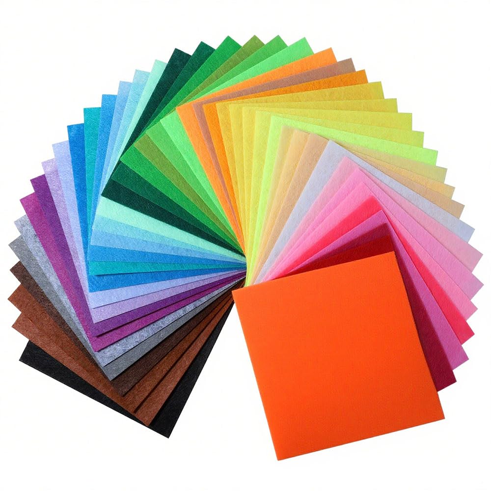 Macdori Assorted 42 Colors 42Pcs Colored Felt Fabric Sheets, 4 X 4 Inches Stiff Felt Squares 1Mm Thick, Felt Sheets For Crafts Diy And Sewing Projects