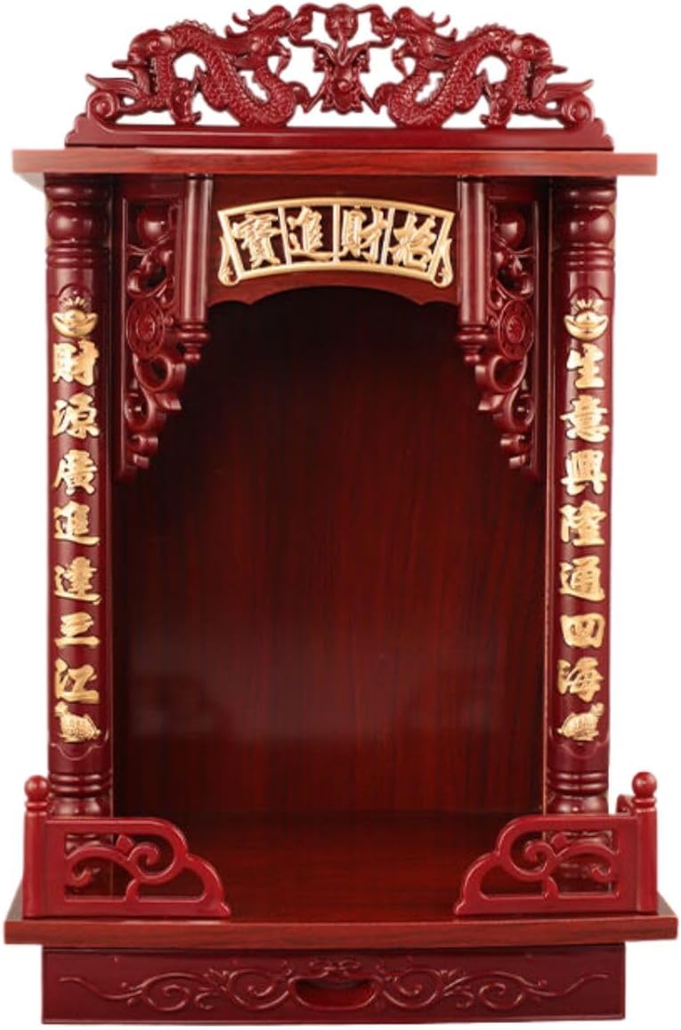 Storage Racks Symbolic God House Seat of God 佛龛仿古实木立柜中式壁挂式观音供台家用现代财神爷关公底座 - U977