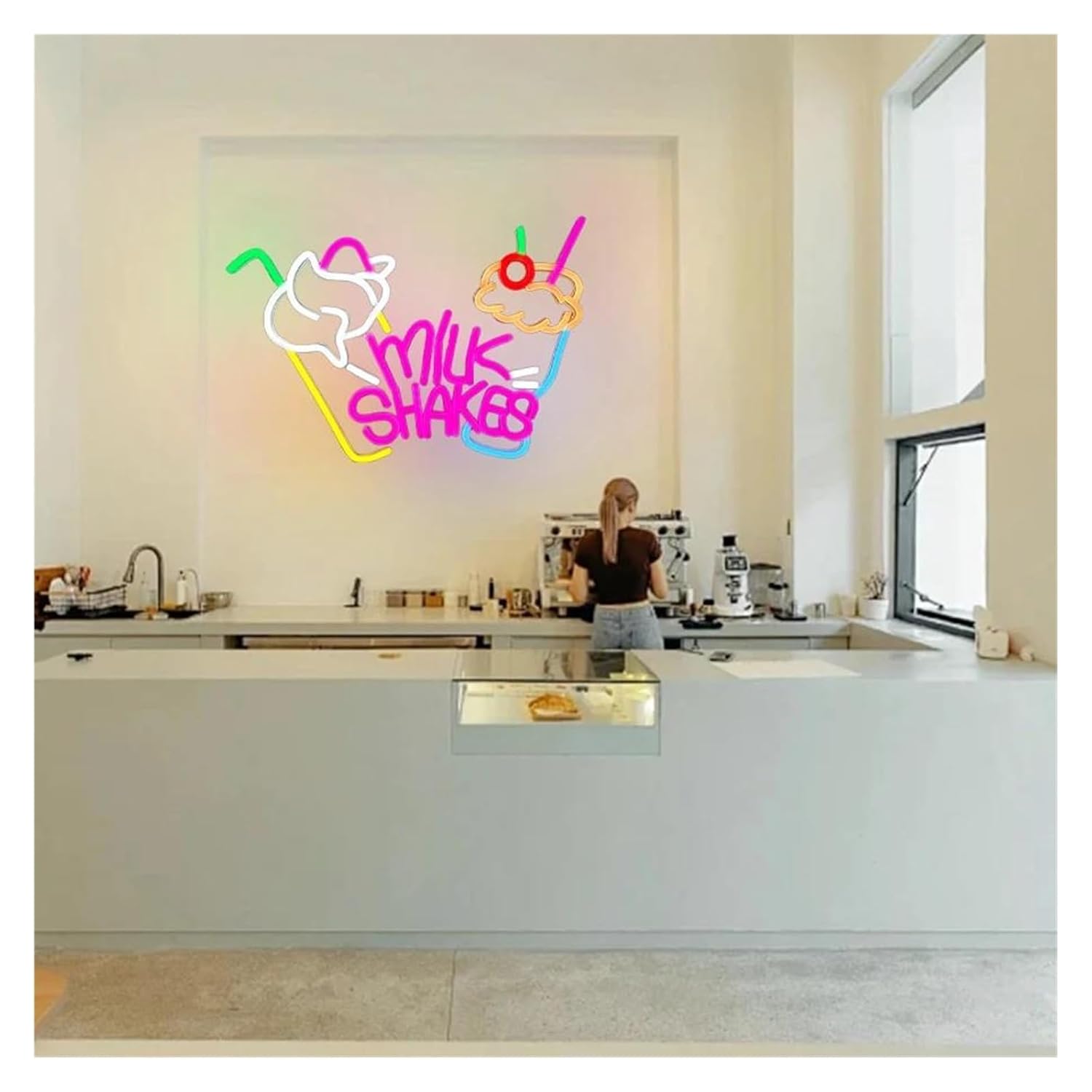 サインランプ Milk Shakes ネオンサイン LEDライト 食品飲料 アイスクリームショップ フローズンヨーグルトバー