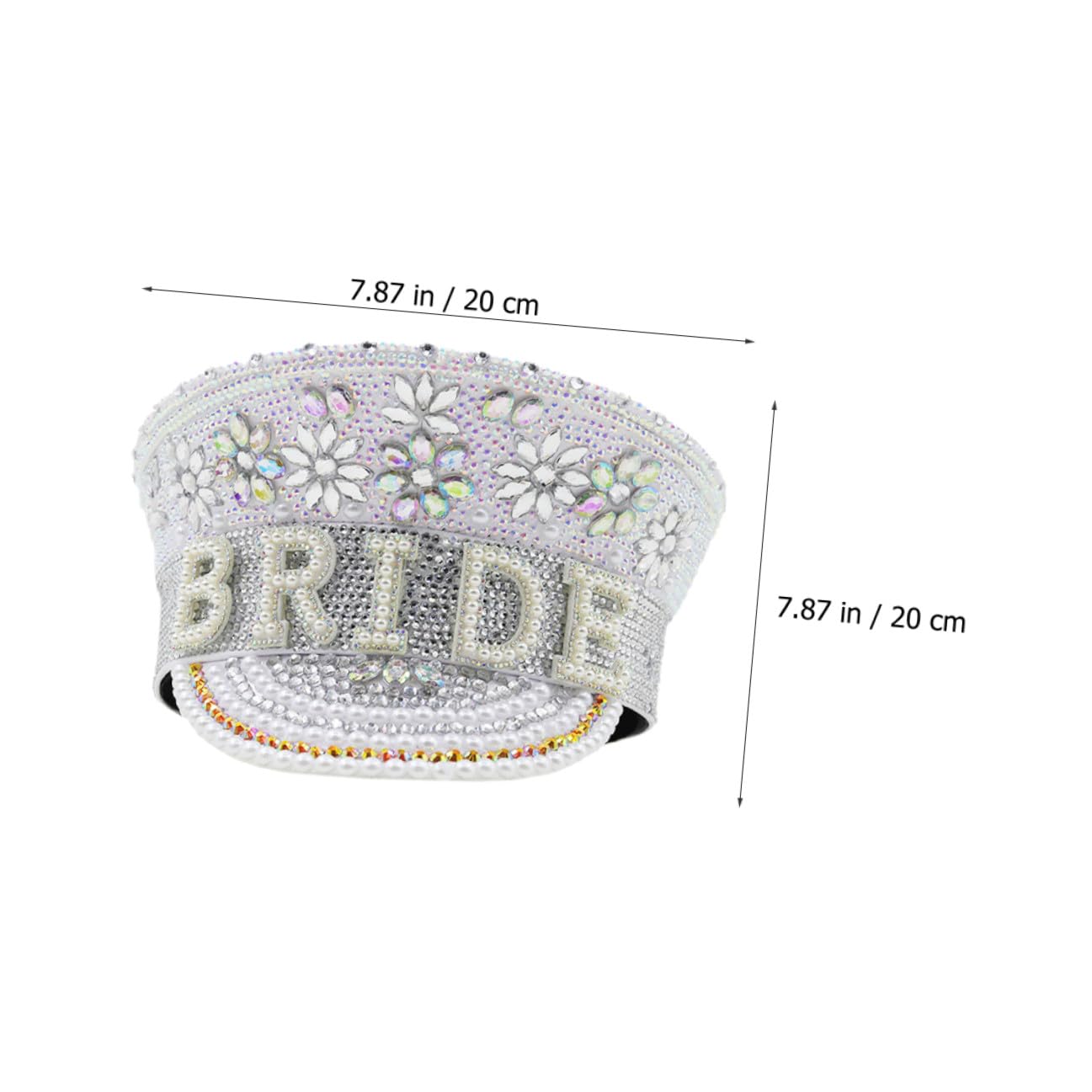 Housoutil Sombrero Cómodo y Brillante en Cuero de Novia Blanco Gemas de Imitación para Despedida de Soltera en Bodas y Fiestas