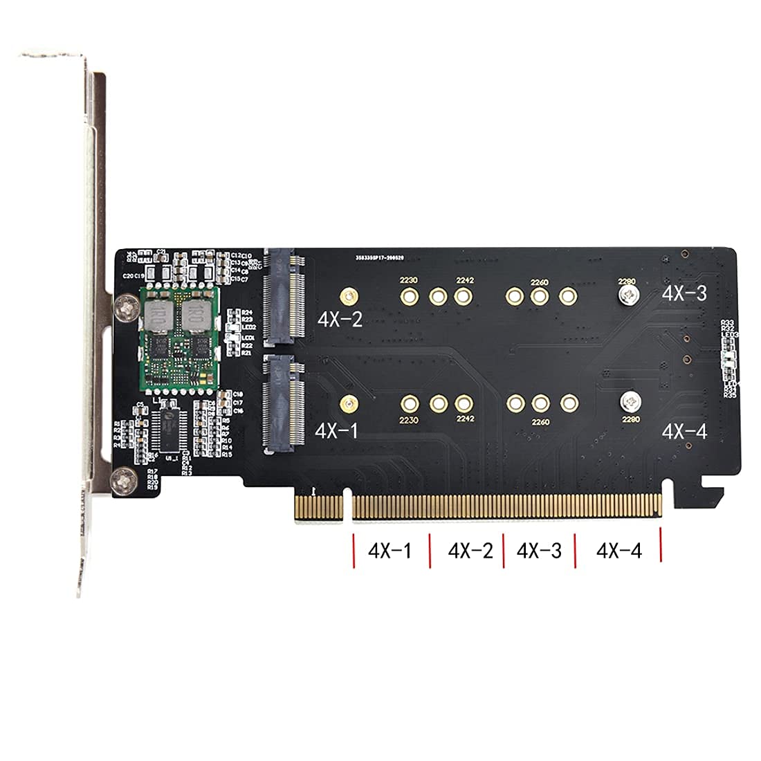 chenyang Adaptador M.2 a PCIe 3.0 X16, 4 puertos NVME/AHCI SSD a PCI Express adaptador de tarjeta de expansión con soporte de ranura de 12 cm