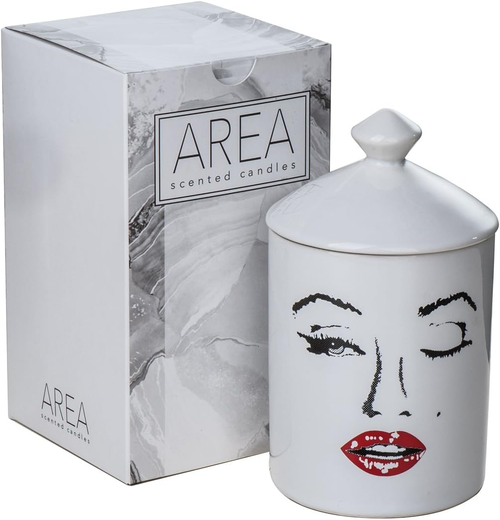 Scented Candles By AREA. 100% Soy Wax Aromatherapy Candle- Wink Design (Forest Scent)