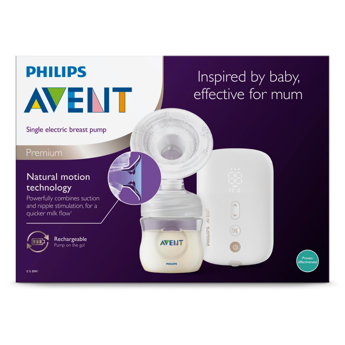 Philips-Avent SINGLE ELECTRIC CORDLESS BREAST PUMP, Clear (SCF396/11)